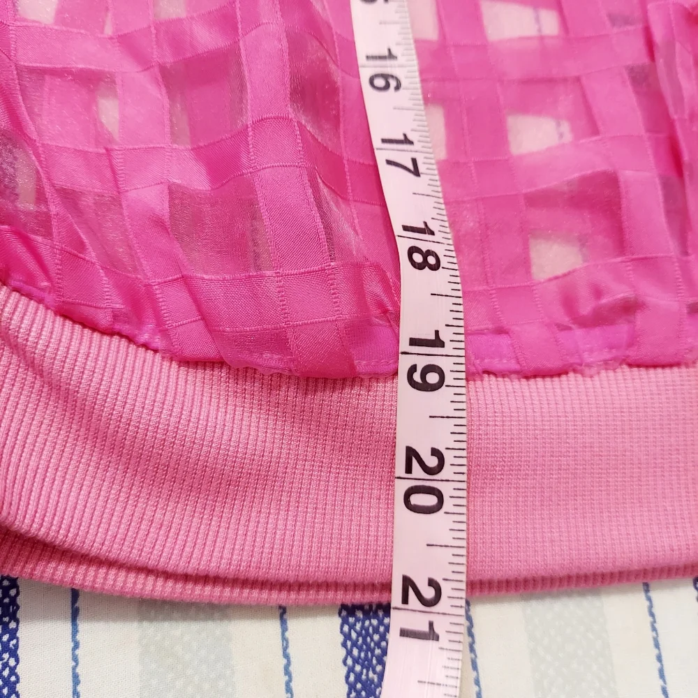 Pink Mesh Windowpane Bomber Jacket - Picture 7 of 7